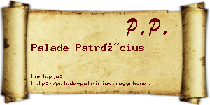 Palade Patrícius névjegykártya